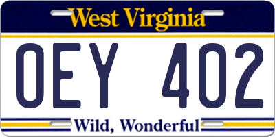 WV license plate OEY402