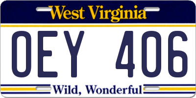 WV license plate OEY406