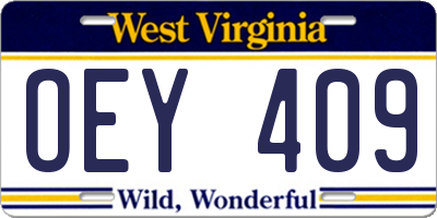 WV license plate OEY409