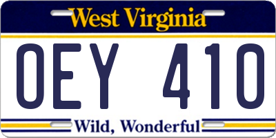 WV license plate OEY410