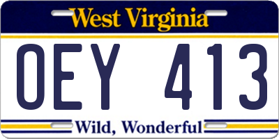 WV license plate OEY413