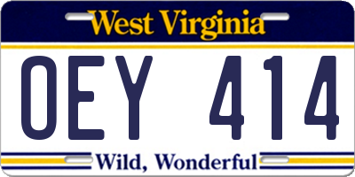 WV license plate OEY414