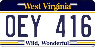 WV license plate OEY416