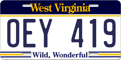 WV license plate OEY419