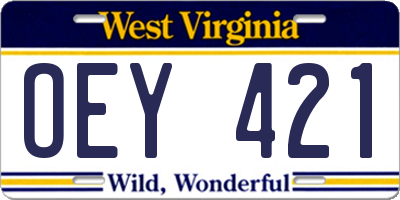 WV license plate OEY421