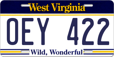 WV license plate OEY422