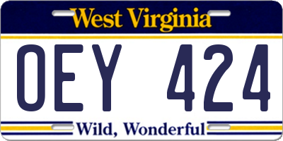 WV license plate OEY424
