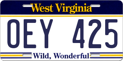 WV license plate OEY425