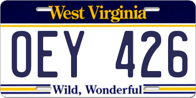 WV license plate OEY426