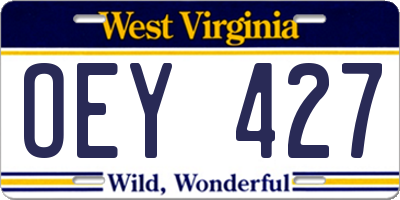 WV license plate OEY427