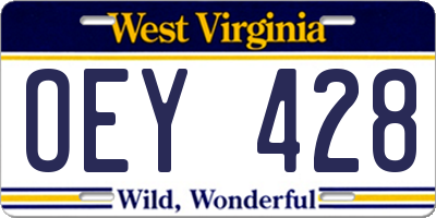 WV license plate OEY428