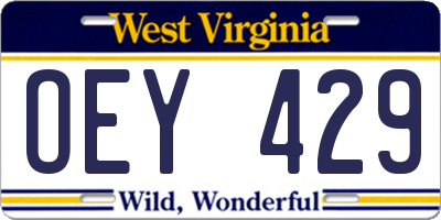 WV license plate OEY429