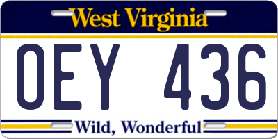 WV license plate OEY436