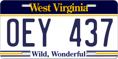 WV license plate OEY437