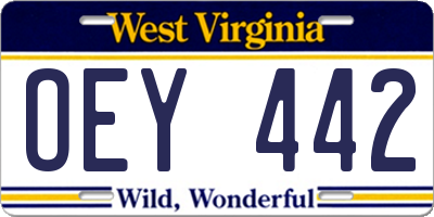 WV license plate OEY442