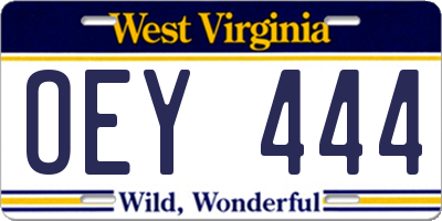 WV license plate OEY444