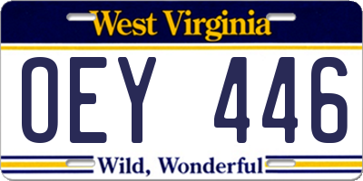 WV license plate OEY446
