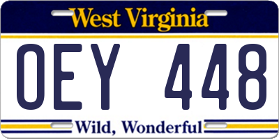 WV license plate OEY448