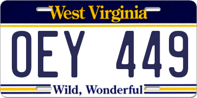 WV license plate OEY449