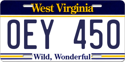 WV license plate OEY450