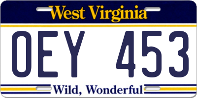 WV license plate OEY453