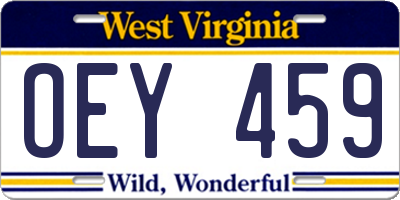 WV license plate OEY459