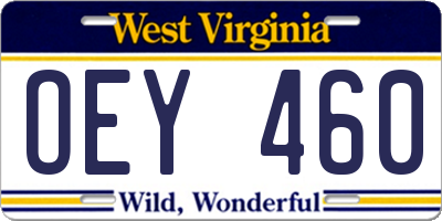 WV license plate OEY460