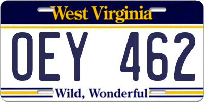 WV license plate OEY462