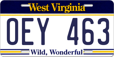 WV license plate OEY463