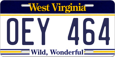 WV license plate OEY464
