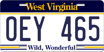 WV license plate OEY465