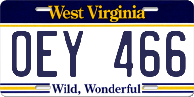WV license plate OEY466