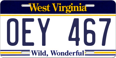 WV license plate OEY467
