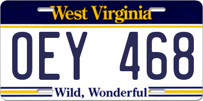 WV license plate OEY468