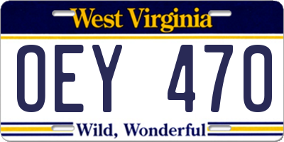 WV license plate OEY470