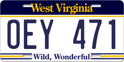 WV license plate OEY471