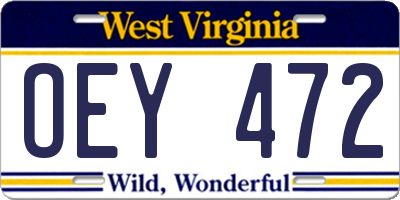 WV license plate OEY472