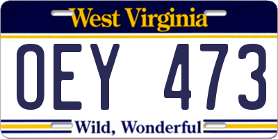 WV license plate OEY473