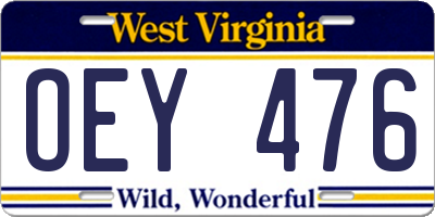 WV license plate OEY476