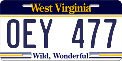 WV license plate OEY477