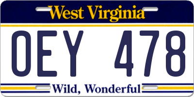 WV license plate OEY478