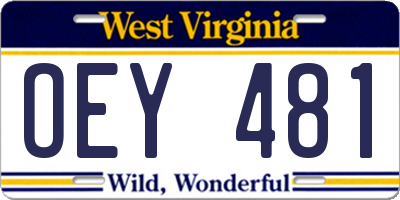WV license plate OEY481