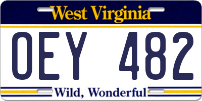 WV license plate OEY482