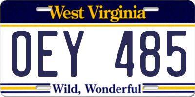 WV license plate OEY485