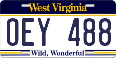 WV license plate OEY488