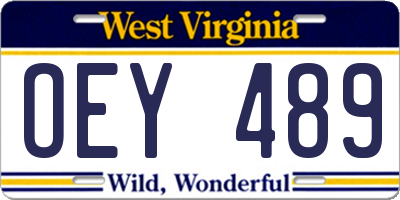 WV license plate OEY489