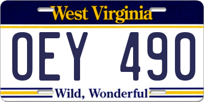 WV license plate OEY490
