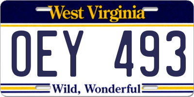 WV license plate OEY493
