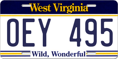 WV license plate OEY495