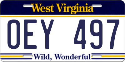 WV license plate OEY497
